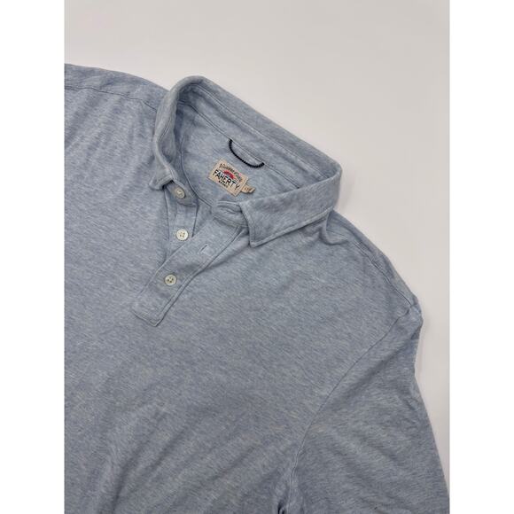 Faherty Movement Mens Cardiff Blue Heather Polo Short Sleeve Large - Picture 1 of 4